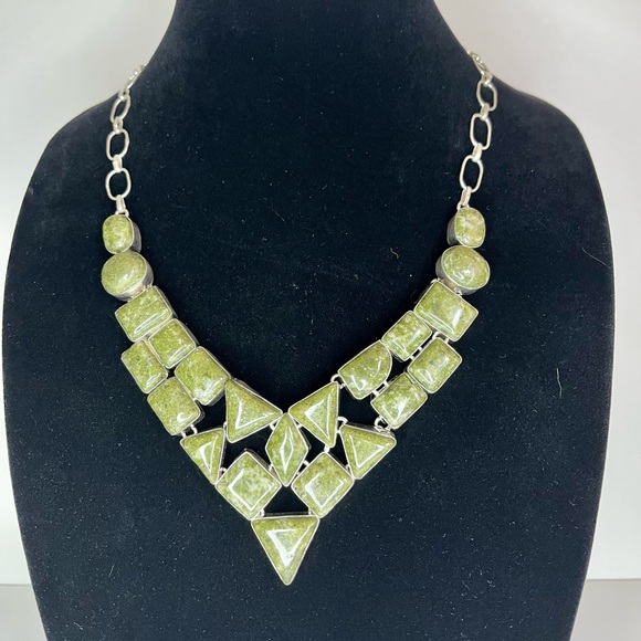 Unakite choker set in silver, made in India. - Picture 5 of 6